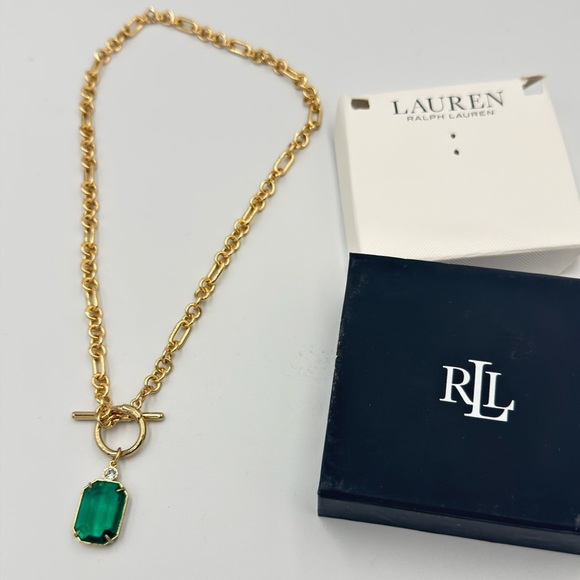 Lauren Ralph Lauren Gold-Tone Crystal & Stone 17" Pendant Necklace - GREEN - Picture 5 of 8